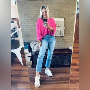 Zenana Outfitters V-Neck Pink Sweater